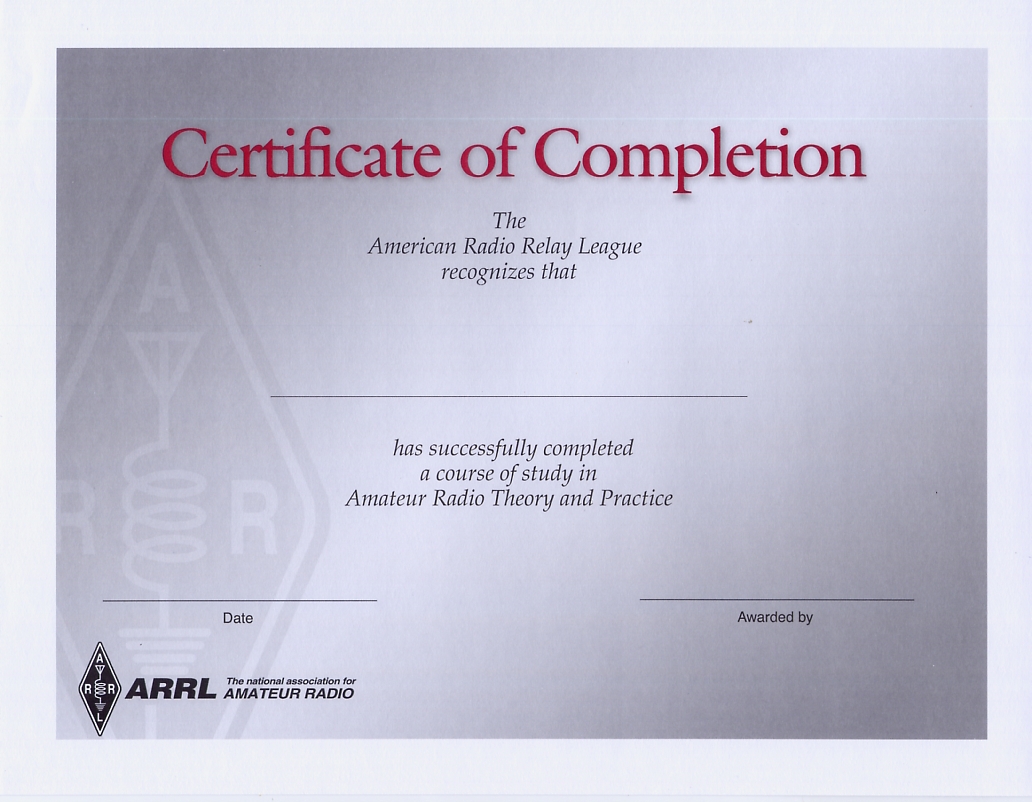 17. ARRL - Certificate of Completion
